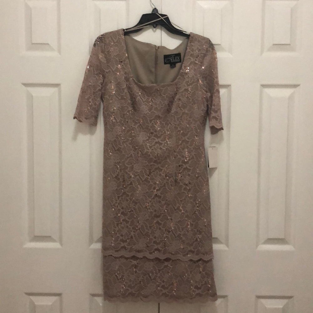NWT cocktail/formal dress. Cafe color.